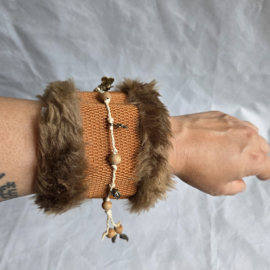 Elastische Polsband Fake Fur - Cognac/lichtbruin