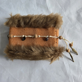Elastische Polsband Fake Fur - Cognac/lichtbruin