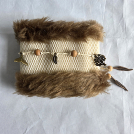 Elastische Polsband Fake Fur - Beige/lichtbruin