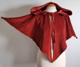 Steenrood fluwelen Schoudercape