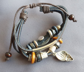 Lederlook armband met schelp