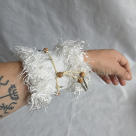 Elastische Polsband Fake Fur - Wit/wit