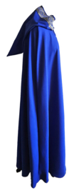 Blauwe cape met sierband - goud