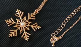 Ketting sneeuwvlok - rose-goudkleur