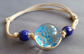 Armband droogbloem - donkerblauw