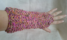 Gehaakte armwarmers - Roze gemeleerd