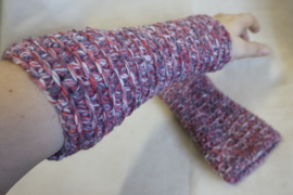 Gehaakte armwarmers - Roze gemeleerd