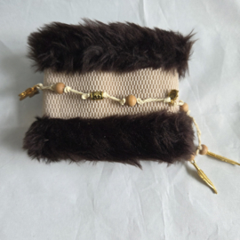Elastische Polsband Fake Fur - Beige/bruin