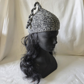 Grijs gemeleerd gehaakte muts