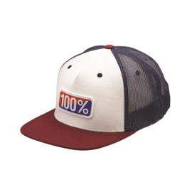 100% Trucker Americana snapback rood/wit/navy pet