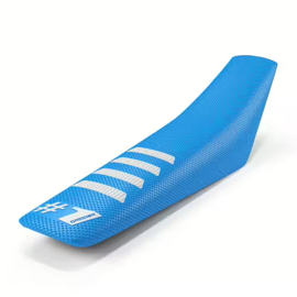 Onegripper waterdicht universeel zadelovertrek Ribbed Licht Blauw / Wit #1