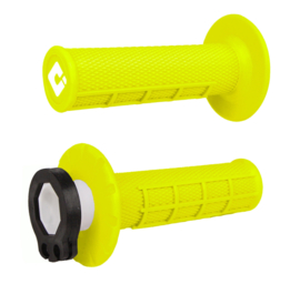 ODI MX V2 Half-Waffle lock-on handvaten fluor geel voor de 2 & 4 takten