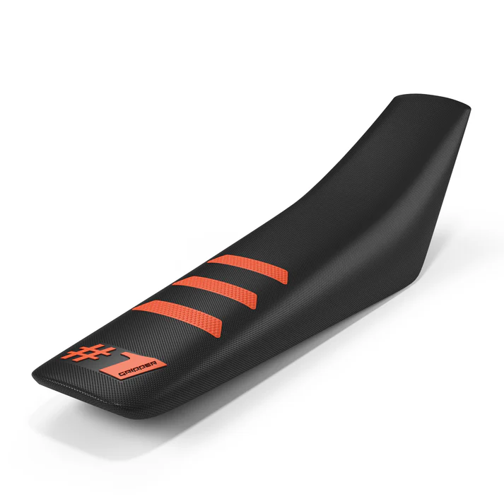 Onegripper waterdicht universeel zadelovertrek Light Ribbed Zwart / Oranje #1