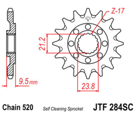 JT voortandwiel staal met ZANDGROEF Honda CR 250R 1986-2008 & CR 500R 1986-2001 & CRF 450R 2002-2019 & CRF 450RX 2017-2019 & CRF 450X 2004-2019