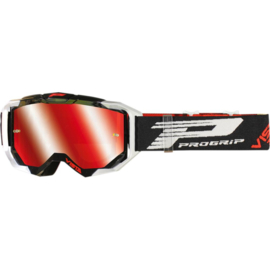 Progrip 3303 Vista crossbril zwart/wit met rode spiegellens