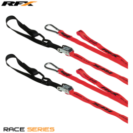 RFX spanbanden Zwart / Rood met extra lus 25mm breed ( per set van 2 )