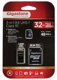 Gigastone micro SD kaart 32GB met adapter