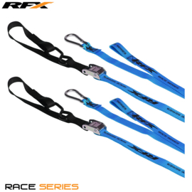 RFX spanbanden Zwart / Blauw met extra lus 25mm breed ( per set van 2 )