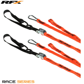 RFX spanbanden Zwart / Oranje met extra lus 25mm breed ( per set van 2 )