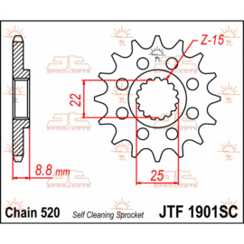 JT voortandwiel staal met ZANDGROEF KTM SX/EXC/SXF/EXC-F 125/144/150/200/250/300/350/450/500/520/540 1991-2019 & Husqvarna TC/TE/FC/FE 125/150/250/350/450/501 2014-2019 & Beta RR 250/300 2013-2018 & RR 350 2011-2018 & RR 390 2015-2016 & RR 400/498 2010-20