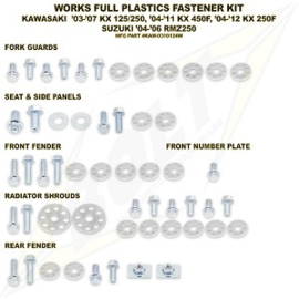 Bolt boutenset voor plastic werk voor de Kawasaki KX 125/250 2004-2008 & KX 250F 2004-2012 & KX 450F 2006-2011 & Suzuki RMZ 250 2004-2006
