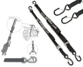 Acerbis spanbanden Zwart / Oranje met extra lus 25mm breed ( per set van 2 )