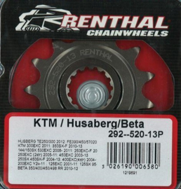 Renthal voortandwiel staal KTM 125-540 1991-2019 & Husqvarna 125-501 2014-2019 & Beta RR 250 2005-2017 & RR 300 2013-2017 & RR 350 2011-2017 & RR 400 2008-2017 & RR 450 2005-2017 & RR 498 2013-2017 & RR 525 2005-2009