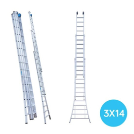 Driedelige schuifladder 3 x 14 sporten