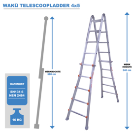 Waku 4x5 telescoopladder