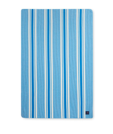 Striped recycled polyester fleece throw blue/white, 130x170