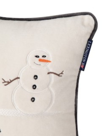 Lexington Snowmen Embroidered Cotton Velvet Pillow 30x40