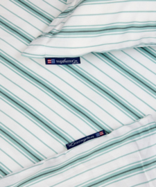 Lexington striped cotton poplin bed set, white/eucalyptus