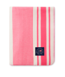 Lexington Striped recycled polyester fleece throw cerise/white, 130x170