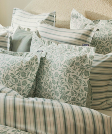 Lexington Flowers cotton sateen bed set, white/eucalyptus
