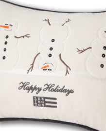 Lexington Snowmen Embroidered Cotton Velvet Pillow 30x40