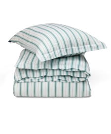 Lexington striped cotton poplin bed set, white/eucalyptus