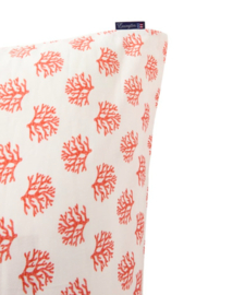 Lexington Dekbed printed cotton sateen bed set, white/coral 140x200/220