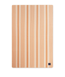 Striped recycled polyester fleece throw beige/white, 130x170