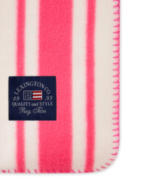 Lexington Striped recycled polyester fleece throw cerise/white, 130x170