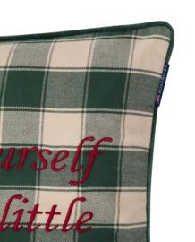Lexington Checked Organic Cotton Flannel Pilllow Cover, Green/Light Beige 50x50