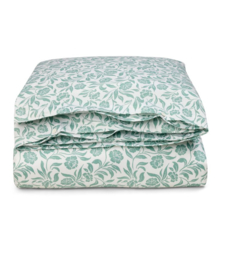 Lexington Flowers cotton sateen bed set, white/eucalyptus