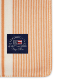 Striped recycled polyester fleece throw beige/white, 130x170