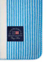 Striped recycled polyester fleece throw blue/white, 130x170