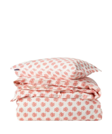 Lexington Dekbed printed cotton sateen bed set, white/coral 140x200/220