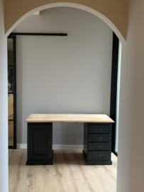 Stoer Off Black & Oak bureau met massief houten blad