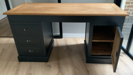 VERKOCHT! Uniek Off Black & Wood  Indonesisch bureau