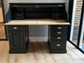 Uniek secretaire bureau in Off black & wood