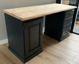 Stoer Off Black & Oak bureau met massief houten blad