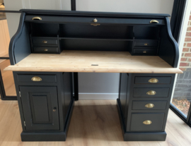 Uniek secretaire bureau in Off black & wood