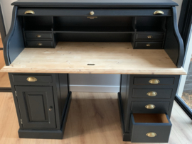 Uniek secretaire bureau in Off black & wood